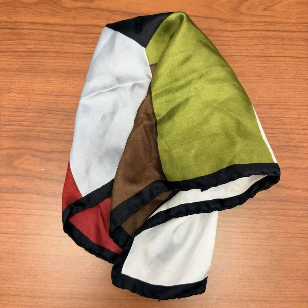 Vintage Chameleon Hand-Rolled Silk Made In Italy Square Scarf Geometric 17”x17”